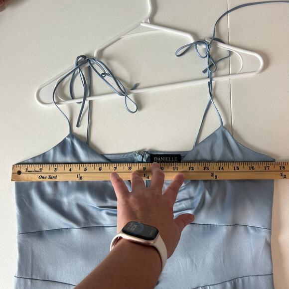 Danielle Bernstein NEW Blue Satin Slip Dress Size 12 90s - Picture 15 of 15